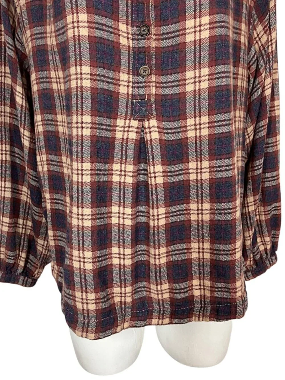 Free People Northern Bound Pullover Top Shirt S Plaid Moonlit Combo Wool Blend
